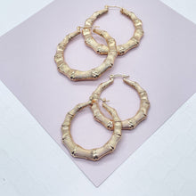 Load image into Gallery viewer, 18k Gold Filled Chunk Bamboo Hoop Earrings Wholesale Jewelry Supplies

