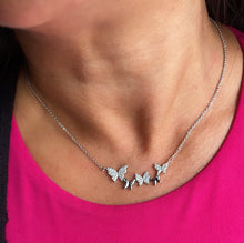 Load image into Gallery viewer, 18k Gold Filled Butterfly Necklaces Featuring Micro Pave Cubic Zirconia Butterflies And Plain Gold Butterfly Jewelry