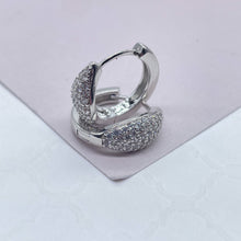 Load image into Gallery viewer, 18k Gold Filled Small Leaf Shape Micro Pavê Zirconia Clicker Hoop Earrings