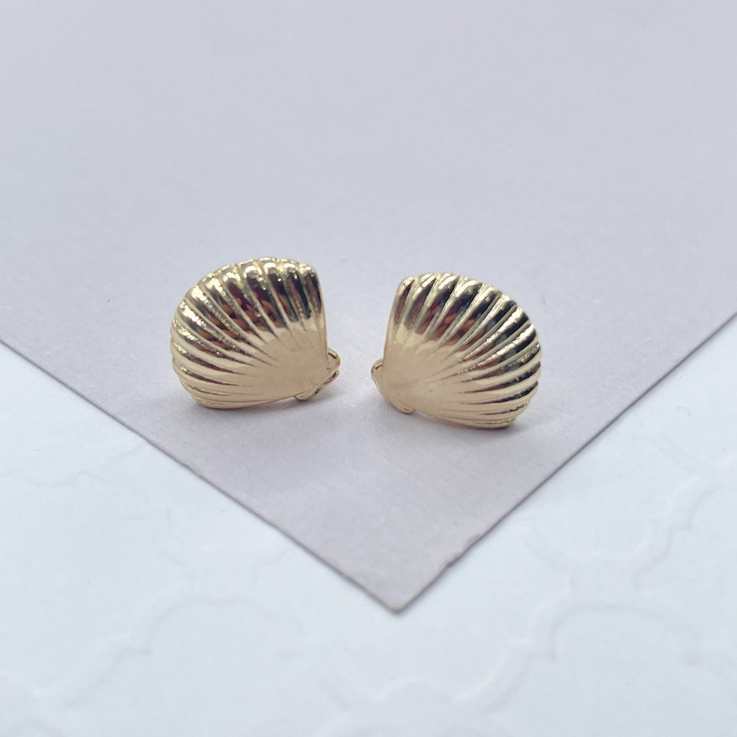 18k Gold Filled Clam Shell Stud Earrings