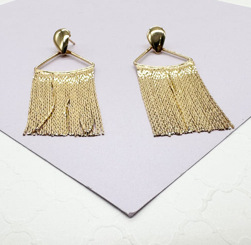 18k Gold Filled Triangle Shaped Chandelier Earrings
