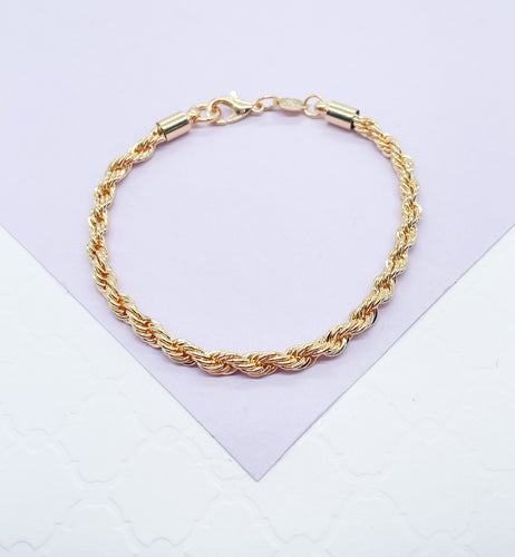 18k Gold Filled 2mm Rope Bracelet