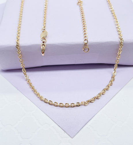 18k Gold Filled Thin Crushed Style Chunky Curb Layer Chain