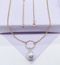 Load image into Gallery viewer, 18k Gold Filled Rolo Choker With Large Synthetic Pearl Charm
