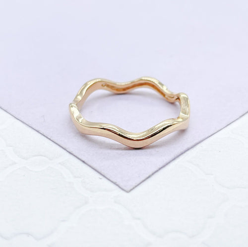 18k Gold Filled Plain Smooth Wavy Ring