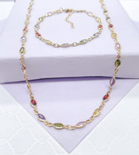 Load image into Gallery viewer, 18k Gold Filled Dainty Bridal/Formal Jewelry Set Oval Diamond Cut Set, Available in Clear CZ & Multi-Color