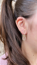 Load image into Gallery viewer, 18k Gold Filled Dangling U Bone Link Earring With CZ Pave Link