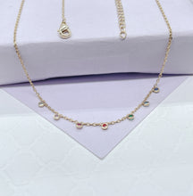 Load image into Gallery viewer, 18k Gold Filled Dainty Cable Link Choker With Soldered Colorful Stone Charms Choker