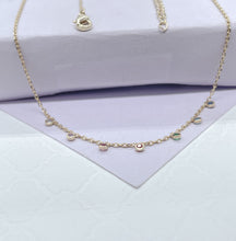 Load image into Gallery viewer, 18k Gold Filled Dainty Cable Link Choker With Soldered Colorful Stone Charms Choker