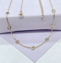Load image into Gallery viewer, 18k Gold Filled Dainty Plain Box Chain Choker With Soldered Disk Charms