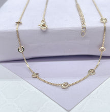 Load image into Gallery viewer, 18k Gold Filled Dainty Plain Box Chain Choker With Soldered Disk Charms