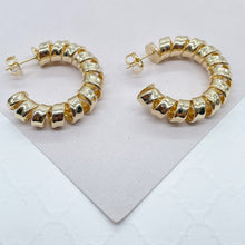 Load image into Gallery viewer, New - 18k Gold Filled smooth Curled Hoops