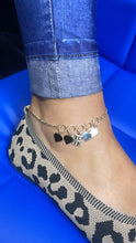 Load image into Gallery viewer, 18k Gold Filled Figaro Anklet With Plain Heart Charms &amp; Love Charm

