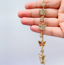 Load image into Gallery viewer, 18k Gold Filled Dainty Link Ankle With Butterfly and Four Leaf Clover Charms
