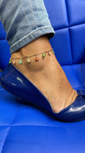 Load image into Gallery viewer, 18k Gold Filled Colorful Flower Charm Anklet
