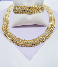 Load image into Gallery viewer, 18k Gold Filled Thick Plain Cuban Link Fancy  Set
