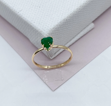 Load image into Gallery viewer, Thin 18k Gold Filled Ring Featuring Solitaire Colorful Heart Shape Cubic Zirconia  Jewelry
