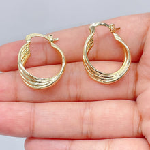 Load image into Gallery viewer, 18k Gold Filled Four Layers Twisted 8mm Thick Hoop Earrings
