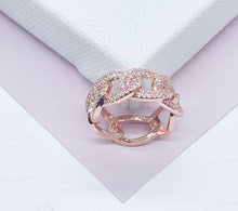 Load image into Gallery viewer, 18K Gold Filled Cuban Link Ring Featuring Micro Pave Cubic Zirconia
