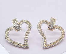 Load image into Gallery viewer, 18k Gold Filled Cubic Zirconia Heart Earrings: Hypoallergenic Party Jewelry
