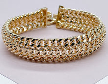 Load image into Gallery viewer, 18K Gold Filled Thick Bracelet Feature Three Cuban Link Connected Side by Side
