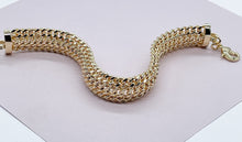 Load image into Gallery viewer, 18K Gold Filled Thick Bracelet Feature Three Cuban Link Connected Side by Side
