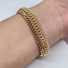 Load image into Gallery viewer, 18K Gold Filled Thick Bracelet Feature Three Cuban Link Connected Side by Side
