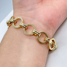 Load image into Gallery viewer, Chunky 18K Gold Filled 15mm Designed Plain Circle Link Bracelet Hypoallergenic Jewelry
