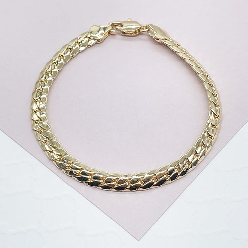 18k Gold Filled 6mm Flat Snake Like Bracelet Dainty Jewelry And Jewelry Making Supplies