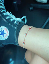 Load image into Gallery viewer, 18k Gold Filled Evil Eye Anklet Featuring Cubic Zirconia Chain Wholesale
