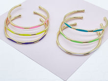 Load image into Gallery viewer, 18k Gold Filled Colorful Enamel Cuff Bracelet
