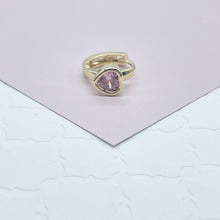 Load image into Gallery viewer, 18k Gold Filled Heart Stone Huggie Small Hoop Earrings Hypoallergenic Jewelry Available in Ruby, Crystal, Pink And Lilac Colors
