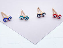 Load image into Gallery viewer, 18k Gold Filled Little Dot Evil Eye Stud Earrings Hypoallergenic Jewelry
