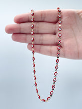 Load image into Gallery viewer, 18k Gold Filled Red Color Evil Eye Bracelet And Necklace

