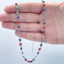 Load image into Gallery viewer, 18k Gold Filled Multi Color Evil Eye Bracelet Necklace Set
