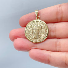 Load image into Gallery viewer, 18k Gold Filled San Benito Medal Charm: Dainty Saint Benedict Pendant
