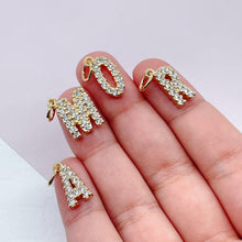 Load image into Gallery viewer, 18k Gold Filled Cubic Zirconia Alphabet Letters Charms CZ Dainty Pendants
