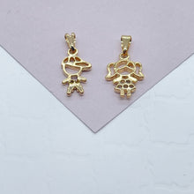 Load image into Gallery viewer, 18k Gold Filled Kids Charm: Boy or Girl with Cubic Zirconia
