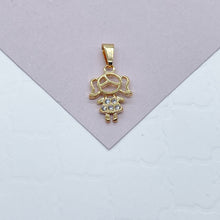 Load image into Gallery viewer, 18k Gold Filled Kids Charm: Boy or Girl with Cubic Zirconia
