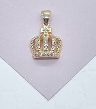 Load image into Gallery viewer, 18k Gold Filled King's Crown Charm with Micro Pave

