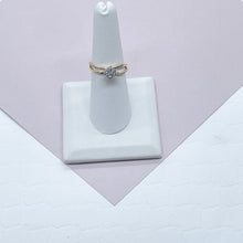Load image into Gallery viewer, 18k Gold Filled Ring Featuring Square Shape With Nine Cubic Zirconia on Top
