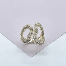 Load image into Gallery viewer, 18k Gold Filled Dual Heart Ring with Cubic Zirconia
