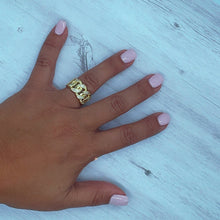 Load image into Gallery viewer, Adjustable 18k Gold Filled Thick Cuban Link Chain Ring With Micro Pavè Cubic Zirconia Dainty Ring And Jewelry Making Supplies
