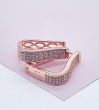 Load image into Gallery viewer, Luxury Jewelry, Sophisticate 18k Gold Filled Clicker Hoop Earrings Available in Rose Gold, Sivler And Gold
