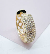 Load image into Gallery viewer, 18K Gold Filled Micro Pave Cubic Zirconia Clicker Hoop Earrings
