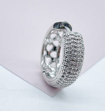Load image into Gallery viewer, 18K Gold Filled Micro Pave Cubic Zirconia Clicker Hoop Earrings
