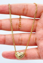 Load image into Gallery viewer, 18k Gold Filled Curb Chain Anklet: Puffy Heart Charm
