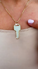 Load image into Gallery viewer, 18k Gold Filled Key Charm with Micro Pave Cubic Zirconia Zirconia Key Pendant
