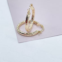Load image into Gallery viewer, 18k Gold Filled Small Rugged Textured Hoop Earring Medium Size 25mm the
