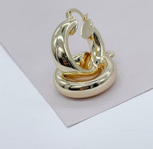 Load image into Gallery viewer, Chunky And Small 18k Gold Filled Plain Hoop Earrings
